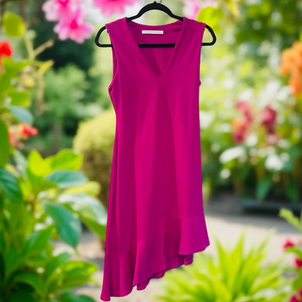 Susana  Monaco Women's Fuscia  Pink Sleeveless Dress High Low Dress SZ M